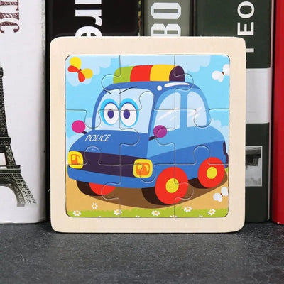 Fidtoy Wooden Puzzle Vehicles – Montessori Learning Toy for Toddlers