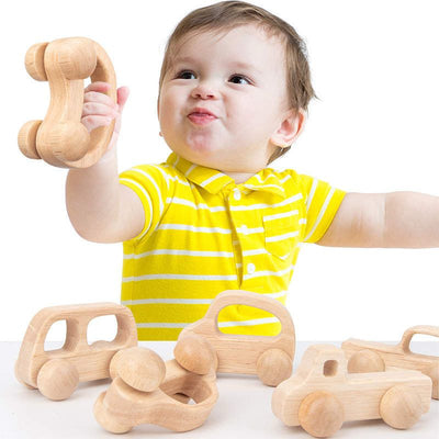 Voiture en bois naturel – Jouet sûr et stimulant pour les nourrissons et les jeunes enfants