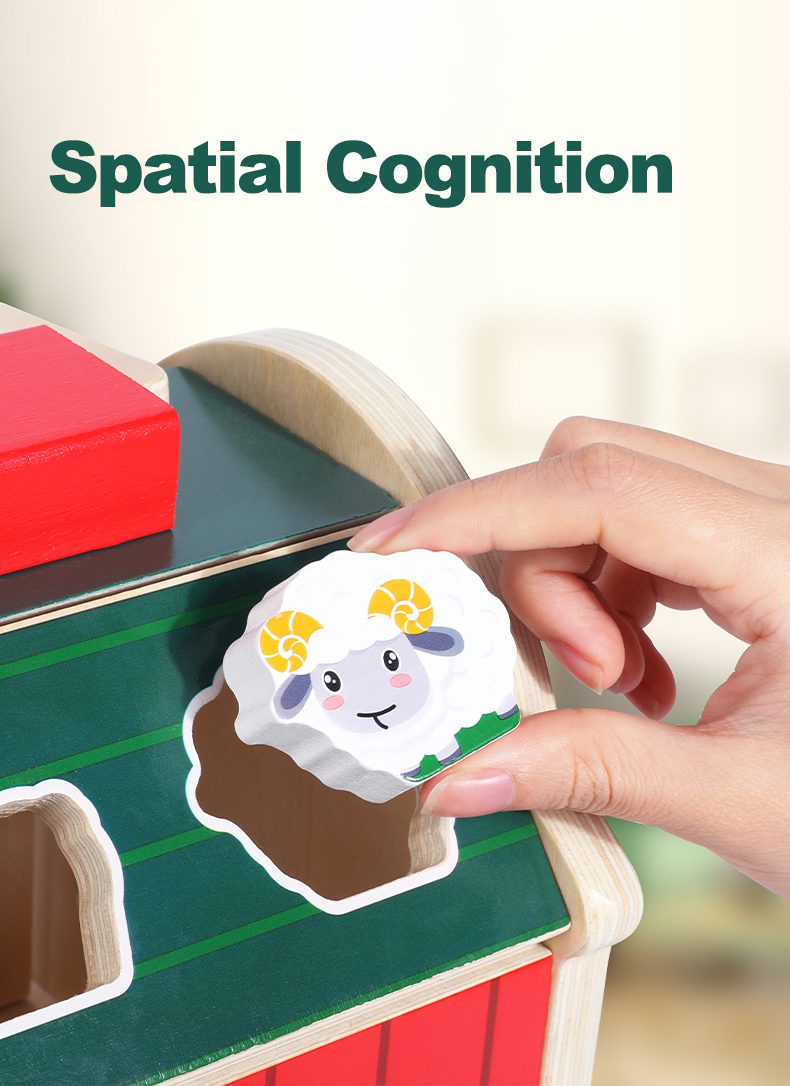 Wooden Barn Shape Sorter - Farm Animal Puzzle and Fine Motor Activity