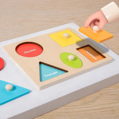 Wooden Shapes Puzzle - Peg Puzzle for Geometric Recognition
