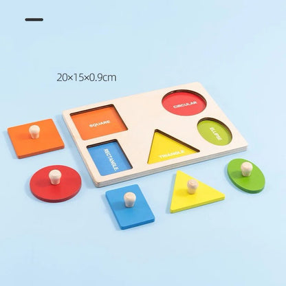 Wooden Shapes Puzzle - Peg Puzzle for Geometric Recognition