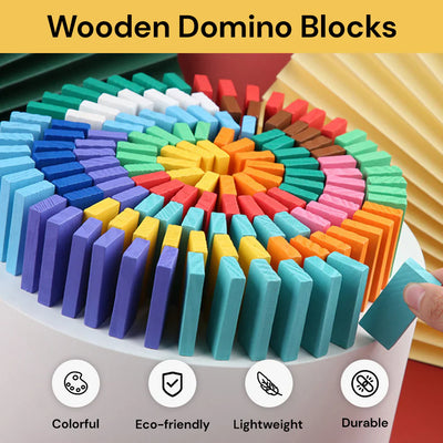 Fidtoy Wooden Domino Blocks Set Colorful Learning Game