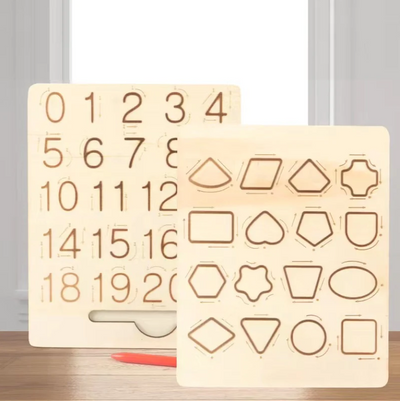 Fidtoy Wooden Numbers & Shapes Board