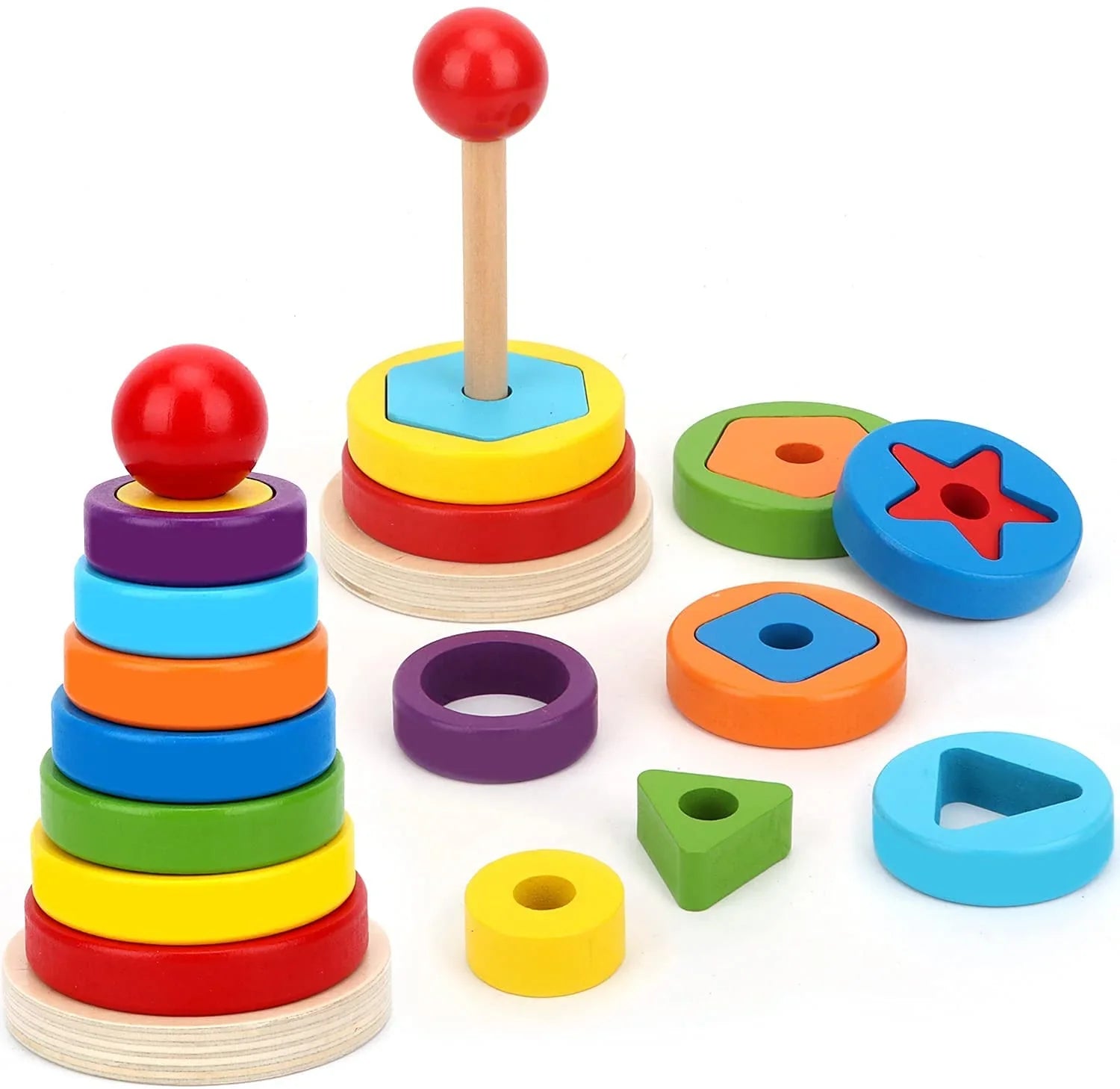Wooden Rainbow Stacking Tower