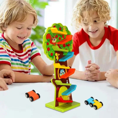 Fidtoy Wooden 9-Layer Ramp Track & Racing Car Play Set – Developmental Toy for Toddlers