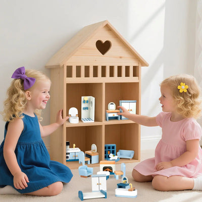 Juego de Muebles de Madera para Casa de Muñecas - 36 Piezas