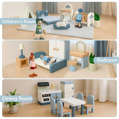 Juego de Muebles de Madera para Casa de Muñecas - 36 Piezas