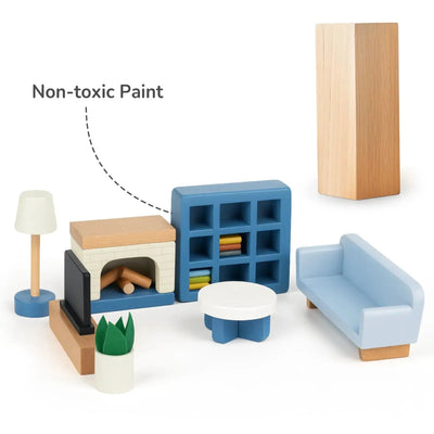 Juego de Muebles de Madera para Casa de Muñecas - 36 Piezas