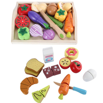 Fidtoy Ensemble de nourriture en bois, jeu de rôle, jouet de cuisine 18M+