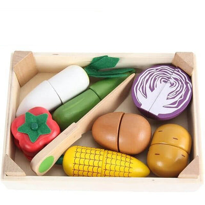 Fidtoy Ensemble de nourriture en bois, jeu de rôle, jouet de cuisine 18M+