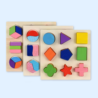 Fidtoy Montessori: Juego de rompecabezas de madera con formas para el aprendizaje temprano de niños pequeños