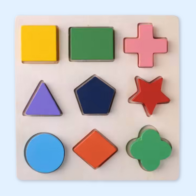 Fidtoy Montessori: Juego de rompecabezas de madera con formas para el aprendizaje temprano de niños pequeños