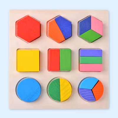 Fidtoy Montessori: Juego de rompecabezas de madera con formas para el aprendizaje temprano de niños pequeños