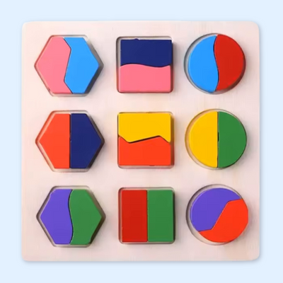 Fidtoy Montessori: Juego de rompecabezas de madera con formas para el aprendizaje temprano de niños pequeños