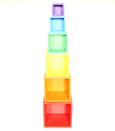 Fidtoy Jouet en bois empilable arc-en-ciel pour enfants de 3 ans et plus