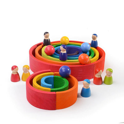 Fidtoy Apilador Arcoíris de Madera para Niños Pequeños con 6 Arcos