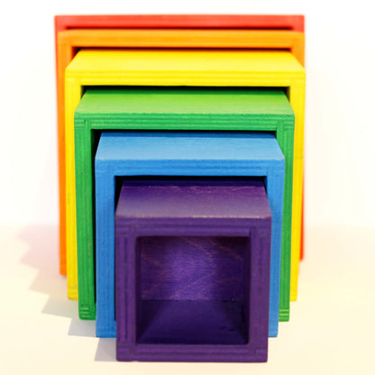 Wooden rainbow stacking boxes - Educational toy