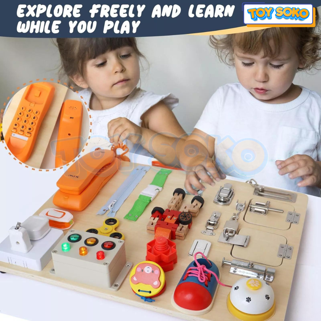 Wooden Busy Board - Montessori Baby Development Toys