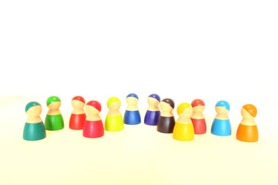 Fidtoy Wooden Friends Rainbow Wooden Doll Set for Kids 3+