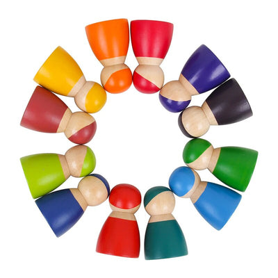 Fidtoy Wooden Friends Rainbow Wooden Doll Set for Kids 3+