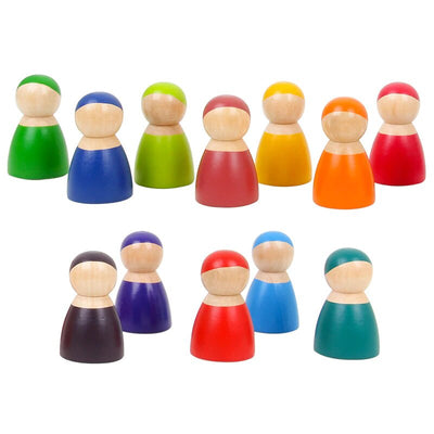 Fidtoy Wooden Friends Rainbow Wooden Doll Set for Kids 3+