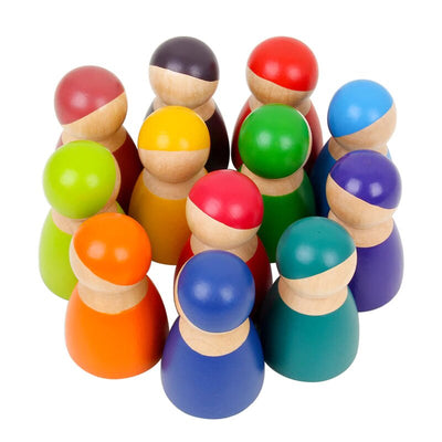 Fidtoy Wooden Friends Rainbow Wooden Doll Set for Kids 3+