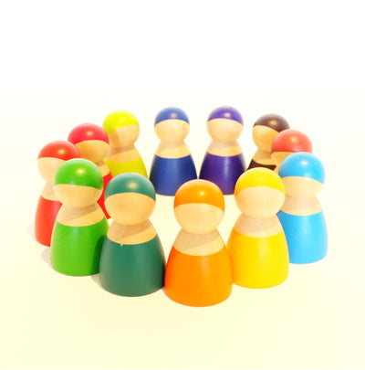 Fidtoy Wooden Friends Rainbow Wooden Doll Set for Kids 3+