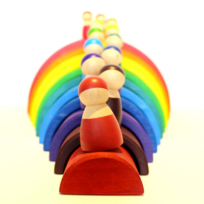 Fidtoy Wooden Friends Rainbow Wooden Doll Set for Kids 3+