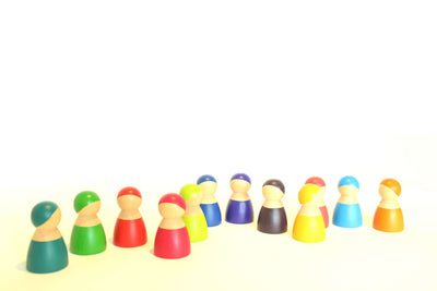 Fidtoy Wooden Friends Rainbow Wooden Doll Set for Kids 3+
