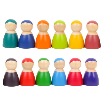 Fidtoy Wooden Friends Rainbow Wooden Doll Set for Kids 3+