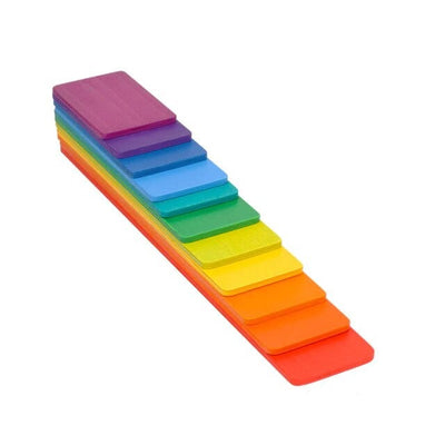 Fidtoy Juguete de construcción de madera de arcoíris rectangular abierto 3+