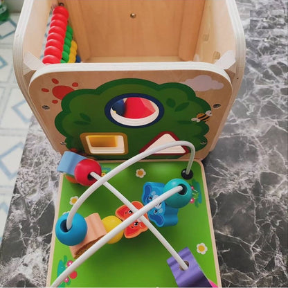 Wooden Educational Activity Cube Box Montessori inspired Toy