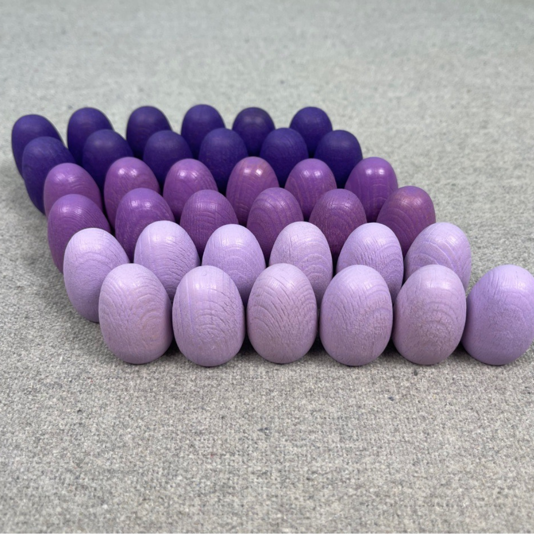 Wooden Eggs Set of 3 Easter Egg hunt Loose Part Craft DIY