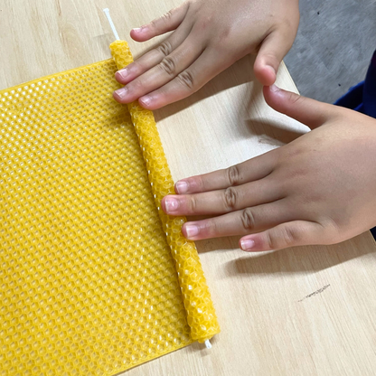 6 Beeswax Candle Rolling Sheets Natural Honey Scent Kids Bee Theme Craft DIY Making Kit