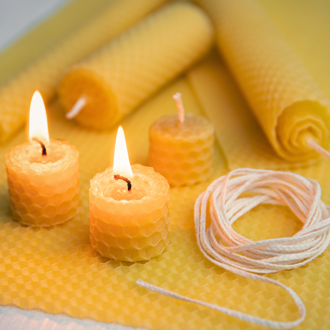 6 Beeswax Candle Rolling Sheets Natural Honey Scent Kids Bee Theme Craft DIY Making Kit