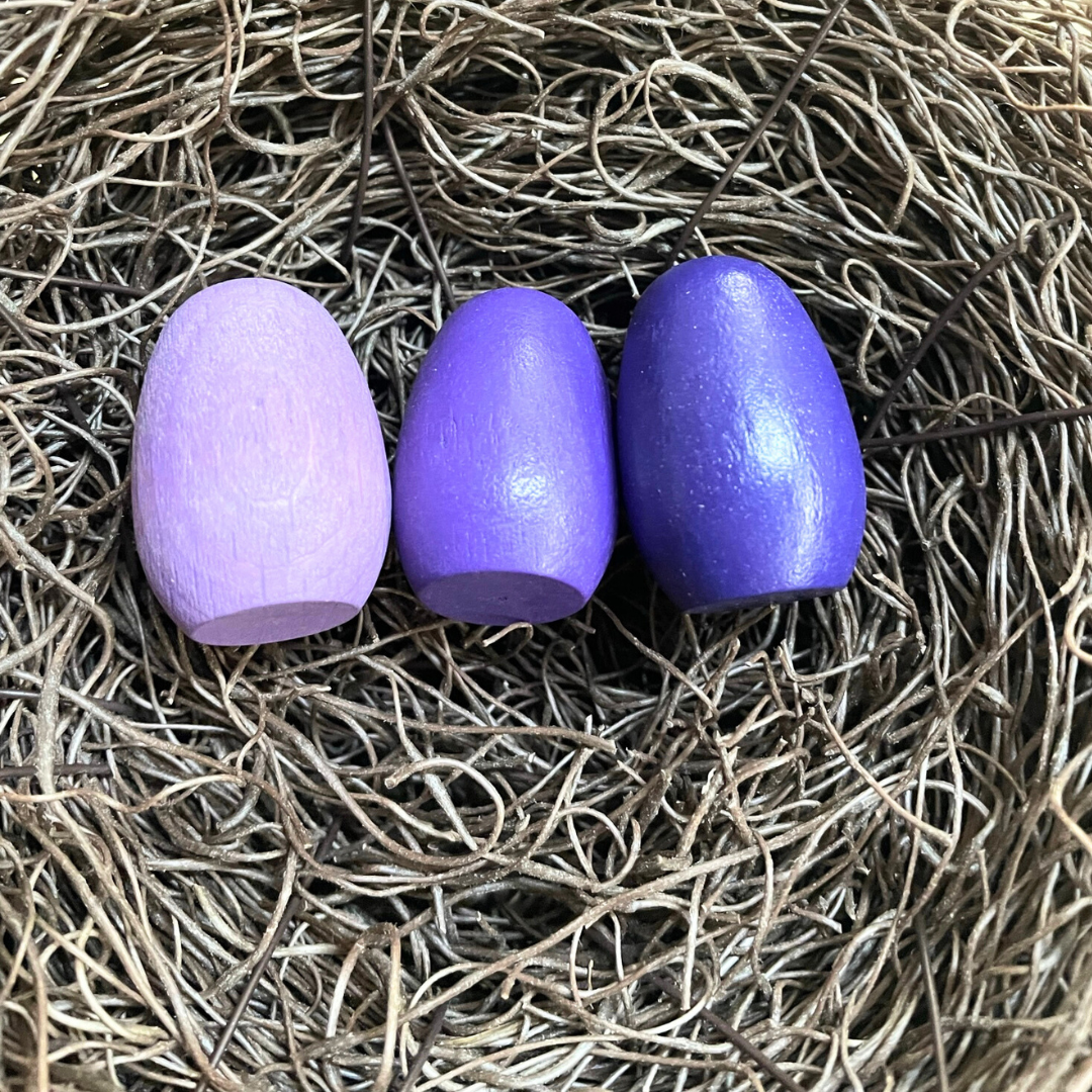 Wooden Eggs Set of 3 Easter Egg hunt Loose Part Craft DIY