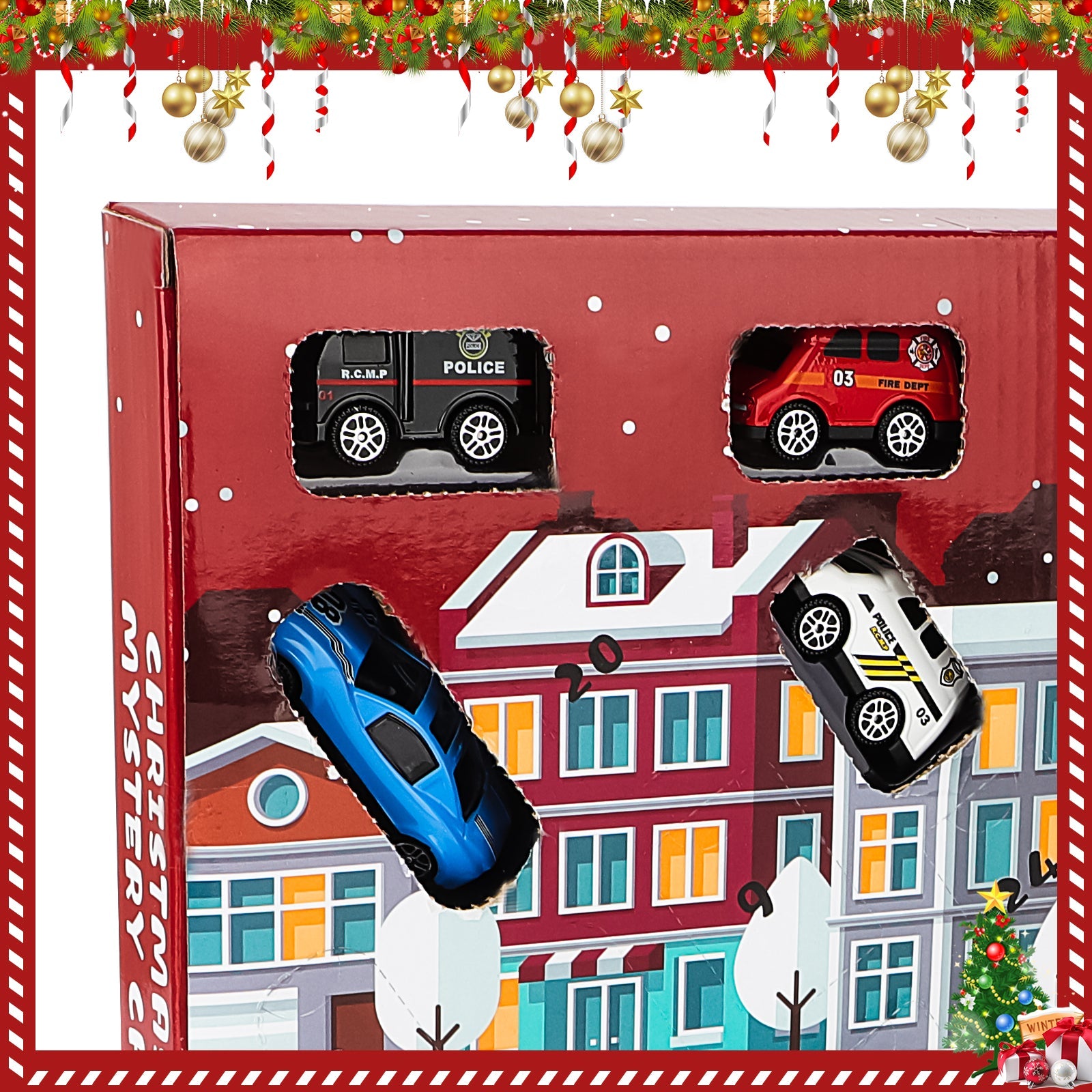 24 PCS Toys Cars Play Kids Vehicles Christmas Countdown 24 Days Christmas Gifts for Kids 3 4 5 6 7 Year Old
