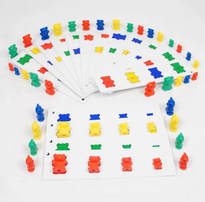 64pc Bear Counting Game with Pattern Cards and Case Learning Math Education Toy
