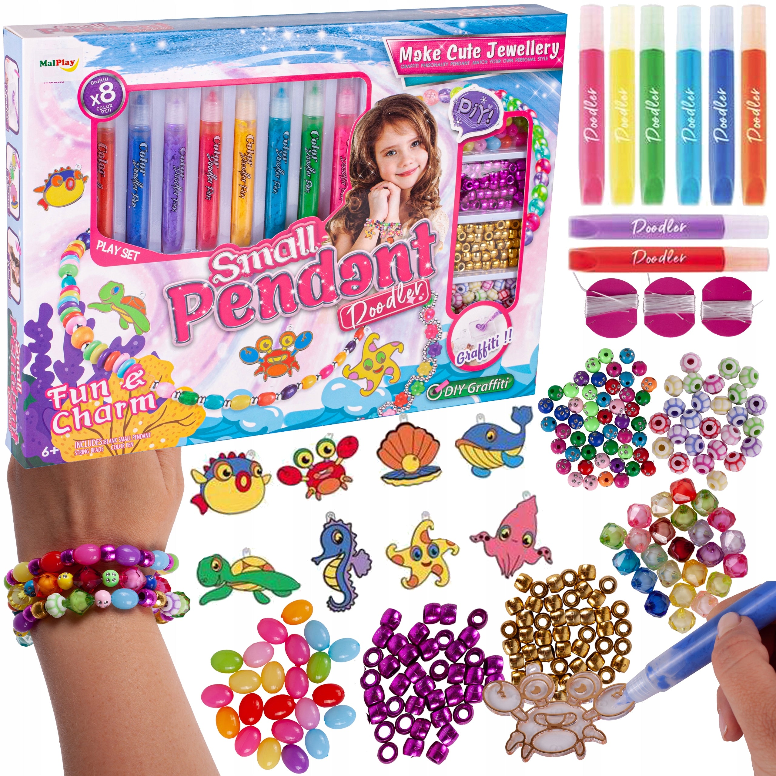 Fidtoy Make Cute Jewellery Pendant Set for Kids DIY Necklace Bracelet Craft Kit Age 6+