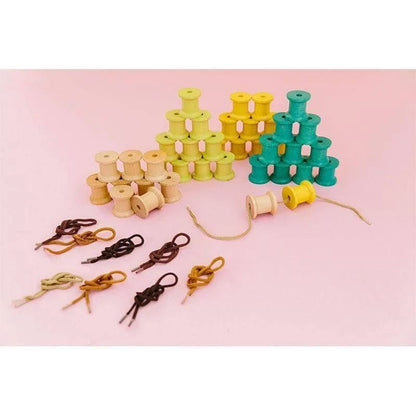 Freckled Frogs Wooden Bobbin Set Threading Reels