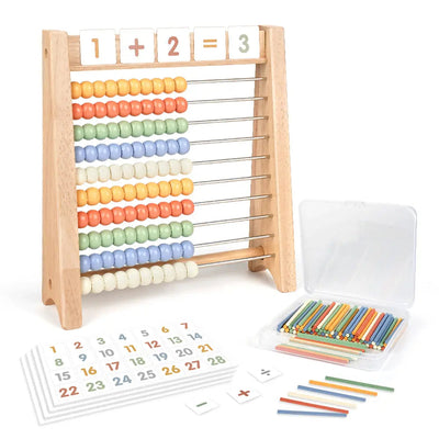 Juego de Juguetes de Matemáticas de Madera Fidtoy para Niños Kit de Aprendizaje de Conteo, Suma y Multiplicación