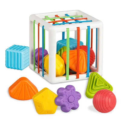 Fidtoy Cube d'apprentissage sensoriel Montessori - Jouet à formes à encastrer
