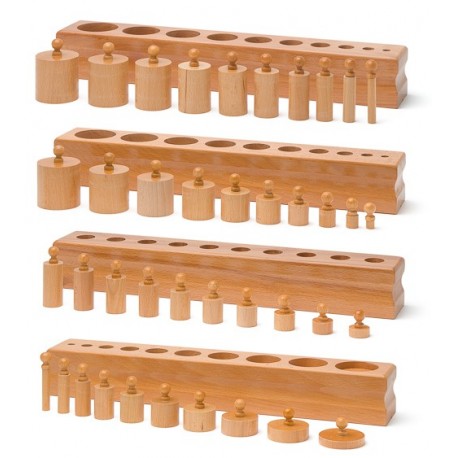 Montessori Knobbed Cylinders Full Size Set of 4