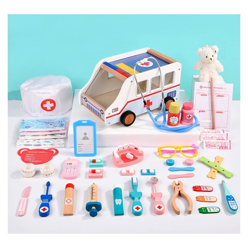 Wooden Children's Simulation Dentist Suit Play House Medical Toys