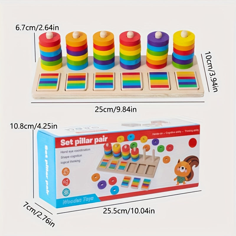 Fidtoy Hanoi Tower Puzzle Game for Toddlers Color Sorting and Fine Motor Skills