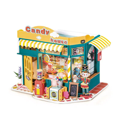Doll House With Furniture Children Green Miniature Dollhouse Wooden Kits Assemble Toy Xmas Birthday Gifts