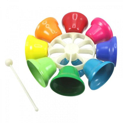 Rotating Rainbow Spinning 8  Bell Set Kids Percussion Musical Instrument Sound Toy Chime