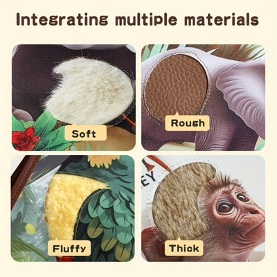 Fidtoy Wild Animals Tactile Touch and Feel Book for Toddlers | Cloth Sensory Quiet Book, Animal Recognition, Texture Exploration, Vocabulary, Tummy Time & Bedtime Reading Toy Age 2+