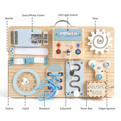 Montessori Busy Board - Sensory Development and Fine Motor Skills Toy for Toddlers