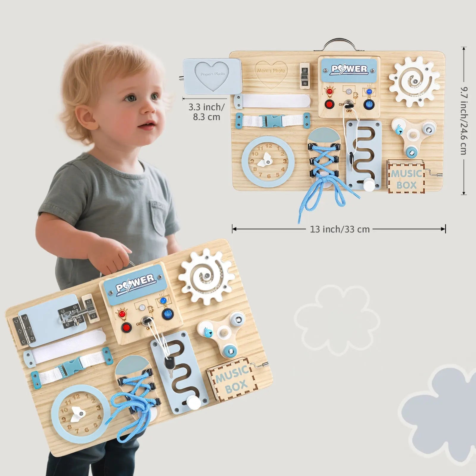 Montessori Busy Board - Sensory Development and Fine Motor Skills Toy for Toddlers